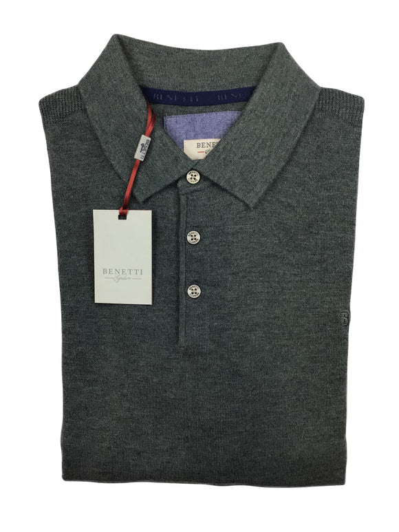 Benetti Wool Long Sleeve Polo